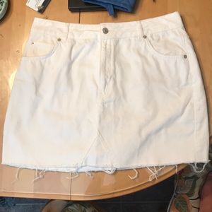 Topshop Moto White Denim Miniskirt